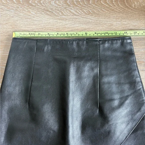 Black Leather Mini Wrap Skirt - Picture 4 of 5
